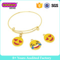 Emoji Charm Expandable Wire Bangle Bracelet